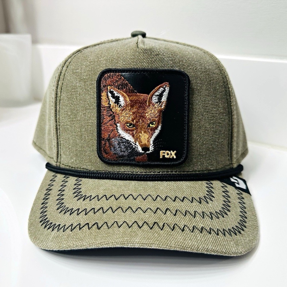 Goorin Bros Foxy Duck FOX Trucker Hat Olive Canvas Snapback 101-1509 ONE SIZE
